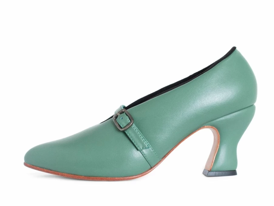 Fluevog Shoes Minimalistic Padded Pump Kit - Green Comfortable Heels