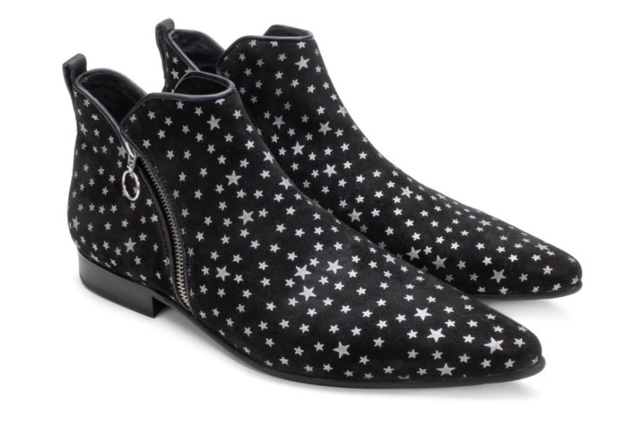 Fluevog Shoes Smith Black Stars Double Zip Ankle Boots for Women
