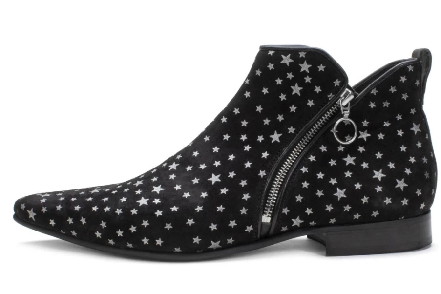 Fluevog Shoes Smith Black Stars Double Zip Ankle Boots for Women
