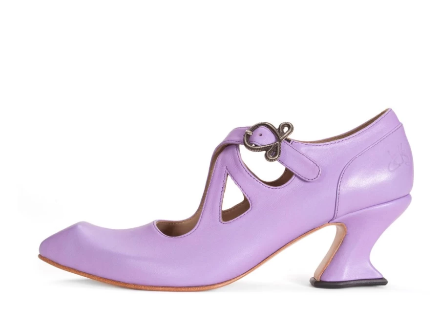 Fluevog Shoes Maddalena Elegant Lavender Heel With Strap for Women