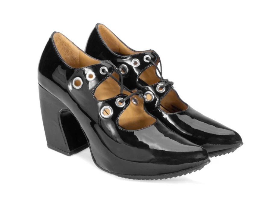 Fluevog Shoes Monza Black Platform Heel with Laces - Stylish Women's Boots