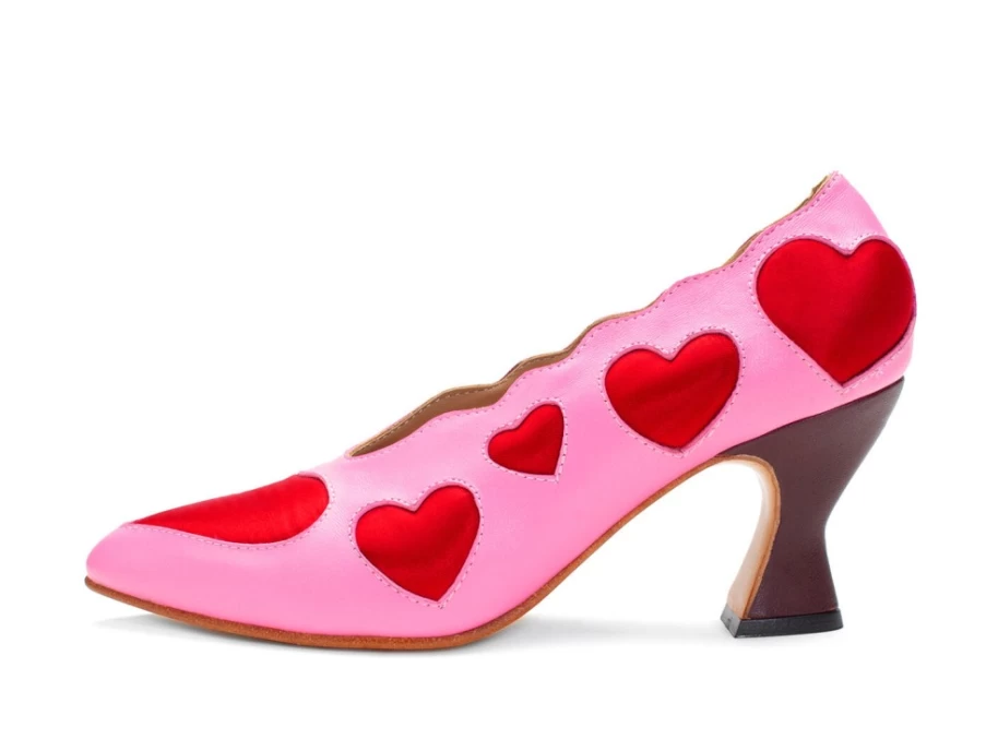 Fluevog Shoes Blaise Pump With Applique in Pink/Red | Stylish Women's Heels