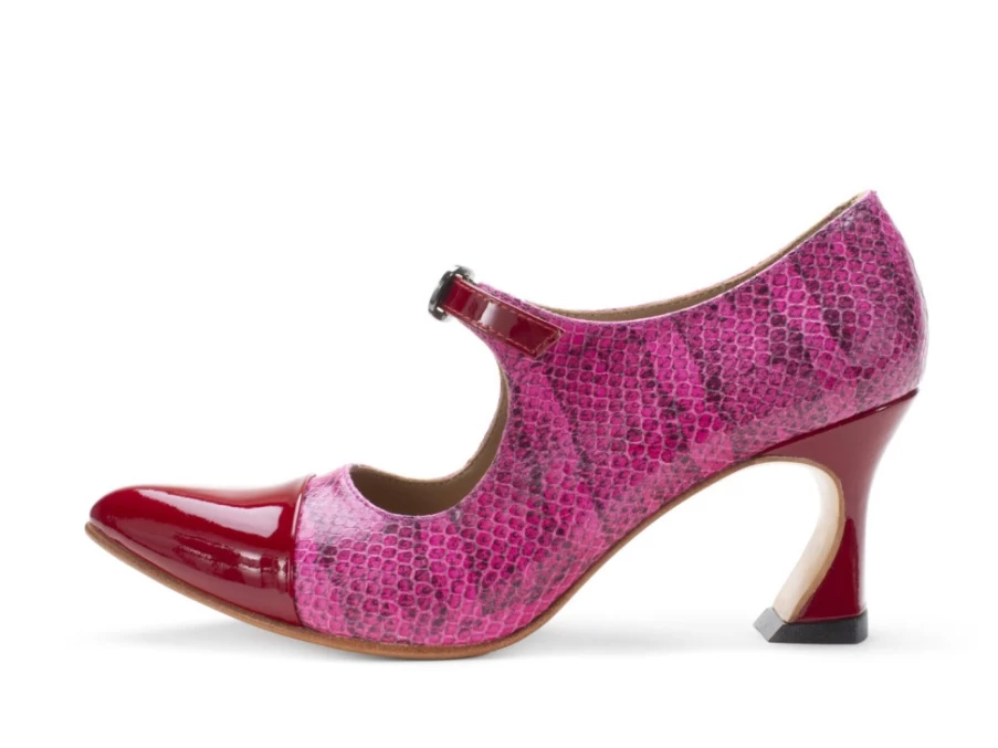 Fluevog Shoes Malala Mary Jane Heels in Pink & Red | Women's Fashion Footwear