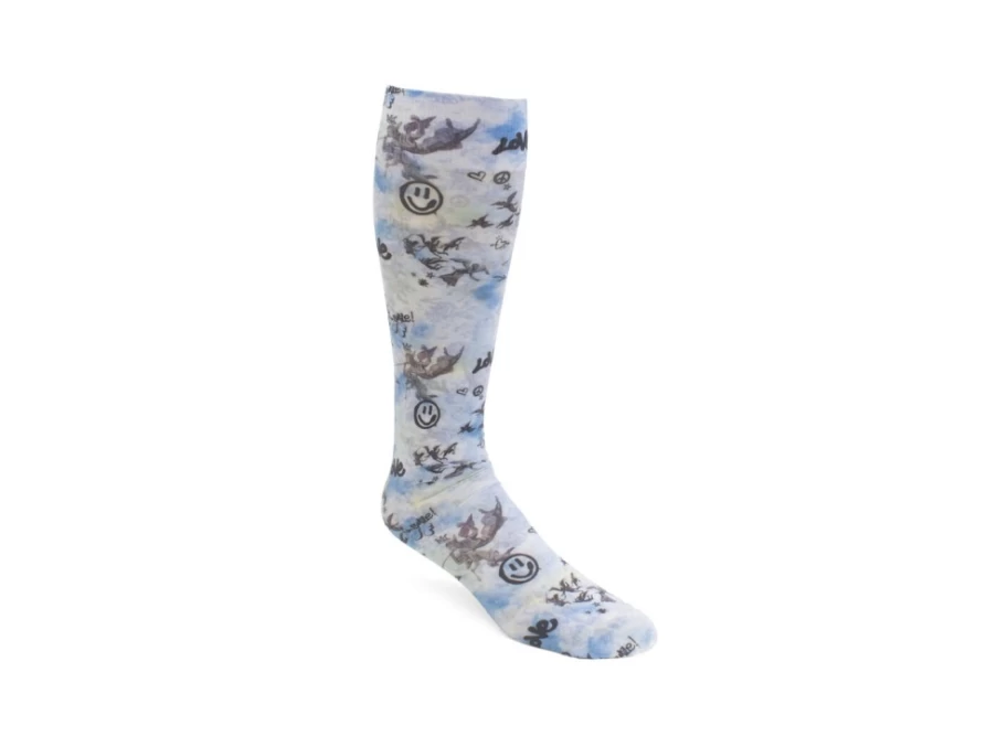 "Fluevog Shoes Blue Graffiti Custom Print Stockings | Unique Designer Stockings"