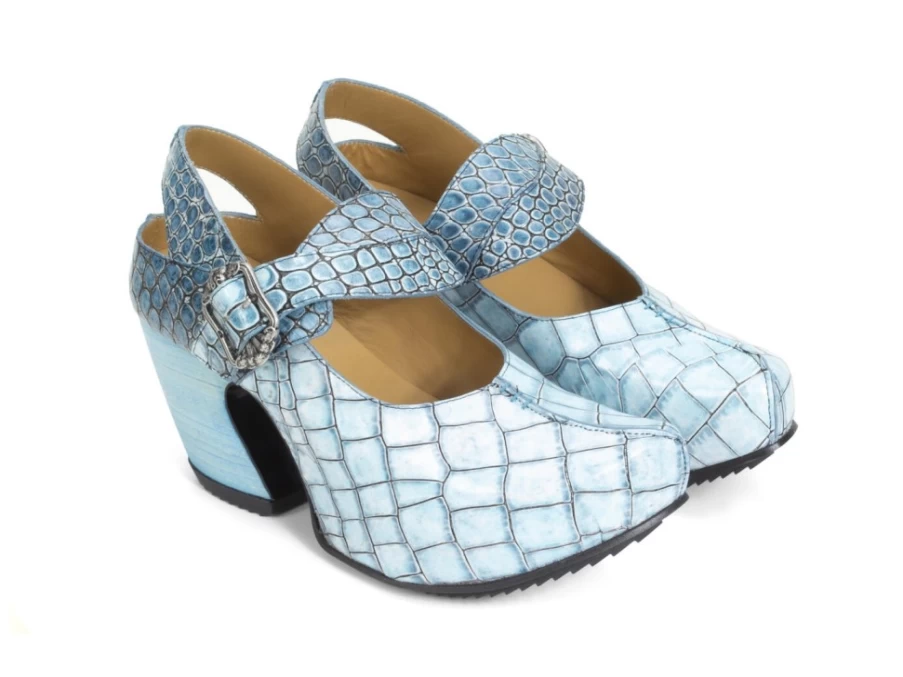 Fluevog Shoes Blue Croc Slingback Heel | Platform Pump Generator