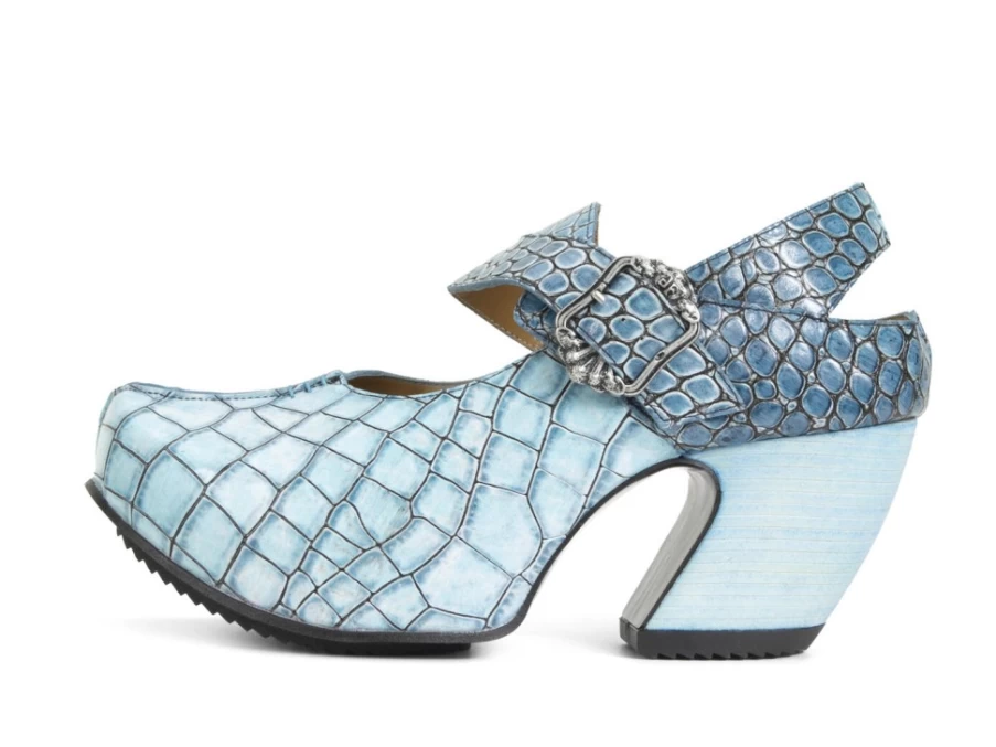 Fluevog Shoes Blue Croc Slingback Heel | Platform Pump Generator