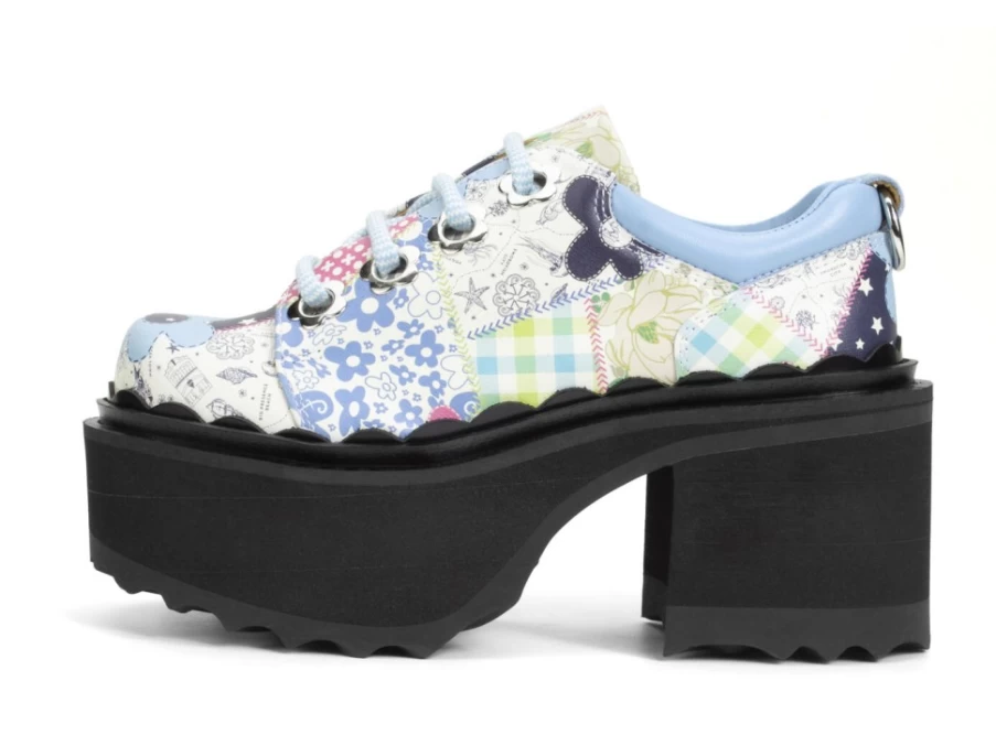 Fluevog Shoes Patchwork Fizzy Flowery Platform Sneakers for Women