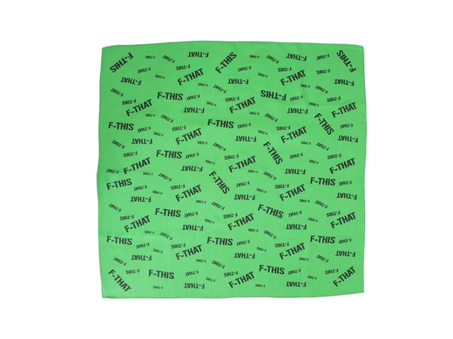 Fluevog Green/Black Wool and Silk Bandana Scarf - Stylish Headscarf for Men and Women