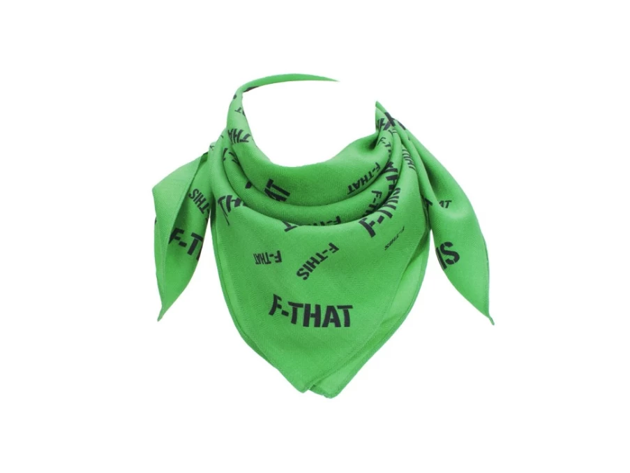 Fluevog Green/Black Wool and Silk Bandana Scarf - Stylish Headscarf for Men and Women