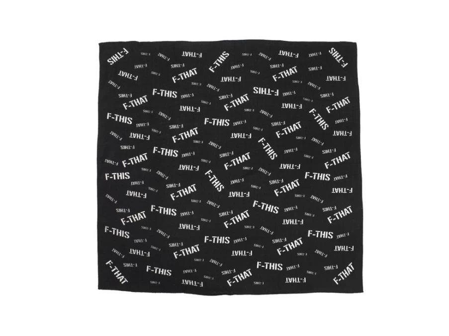 Fluevog Shoes F-This Bandana Scarf - Black & White Wool Silk Head Wrap for Women & Men