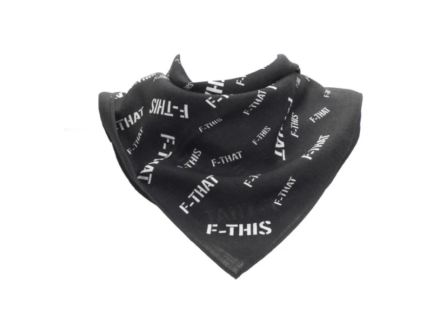 Fluevog Shoes F-This Bandana Scarf - Black & White Wool Silk Head Wrap for Women & Men