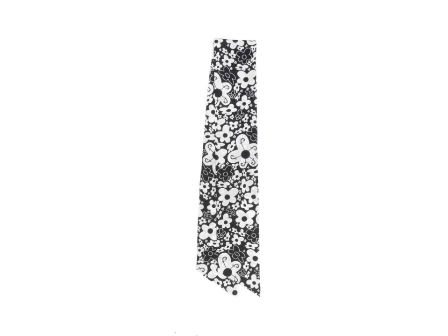 Fluevog Rebel Petal Scarf - Floral Tie Scarf in Black & White | Stylish Fashion Accessory