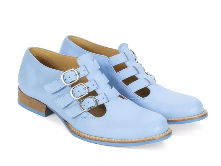 Fluevog Shoes Blue Triple-Strap Buckle Shoe | Mcphee Style