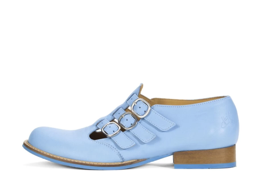 Fluevog Shoes Blue Triple-Strap Buckle Shoe | Mcphee Style