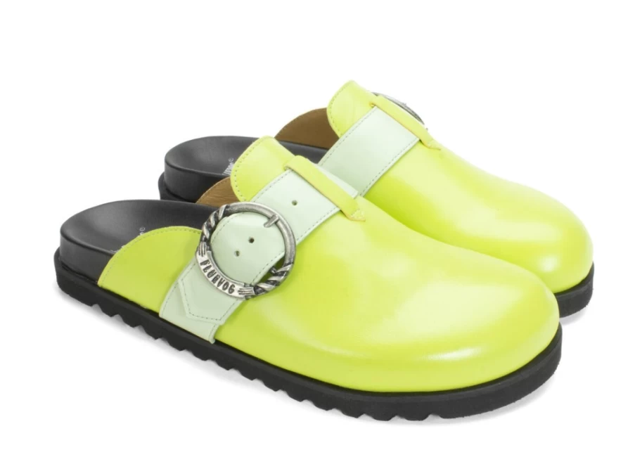 Fluevog Green Bean Bag Slipper with Buckle | Comfortable & Stylish Footwear
