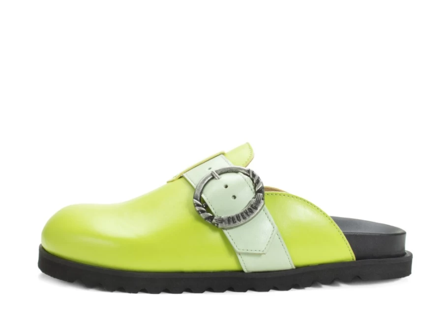 Fluevog Green Bean Bag Slipper with Buckle | Comfortable & Stylish Footwear