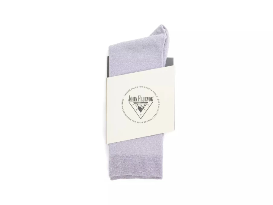 Fluevog Shoes Kermit Vog Socks - Purple & Green Solid Lurex Socks for Men & Women