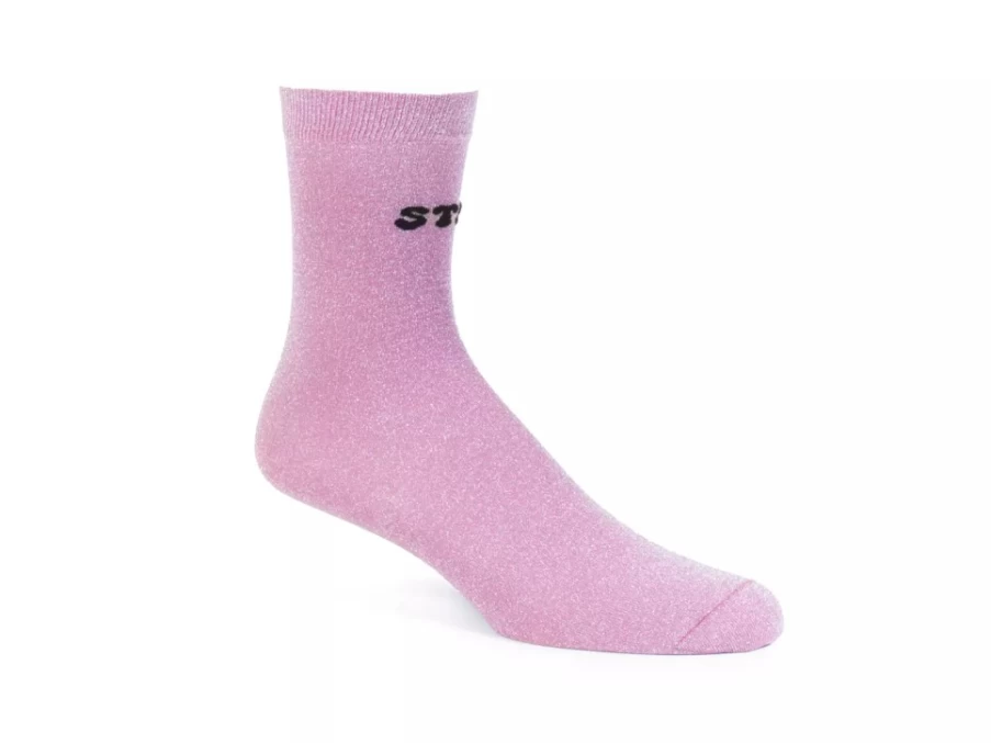 Fluevog Shoes Kermit Vog Socks - Pink & Black Lurex Knee High Socks for Women & Men