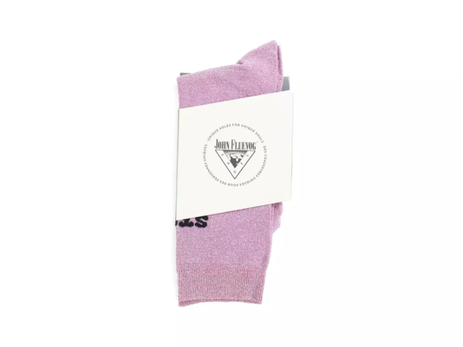 Fluevog Shoes Kermit Vog Socks - Pink & Black Lurex Knee High Socks for Women & Men