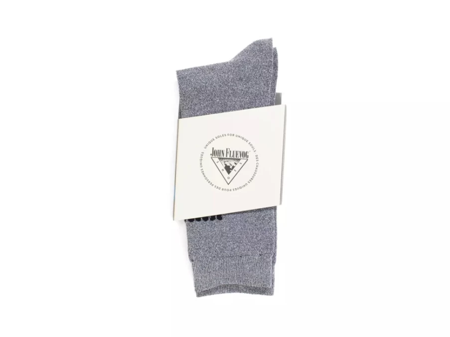 Fluevog Shoes Kermit Vog Socks - Silver/Black Lurex Dress Socks for Men & Women
