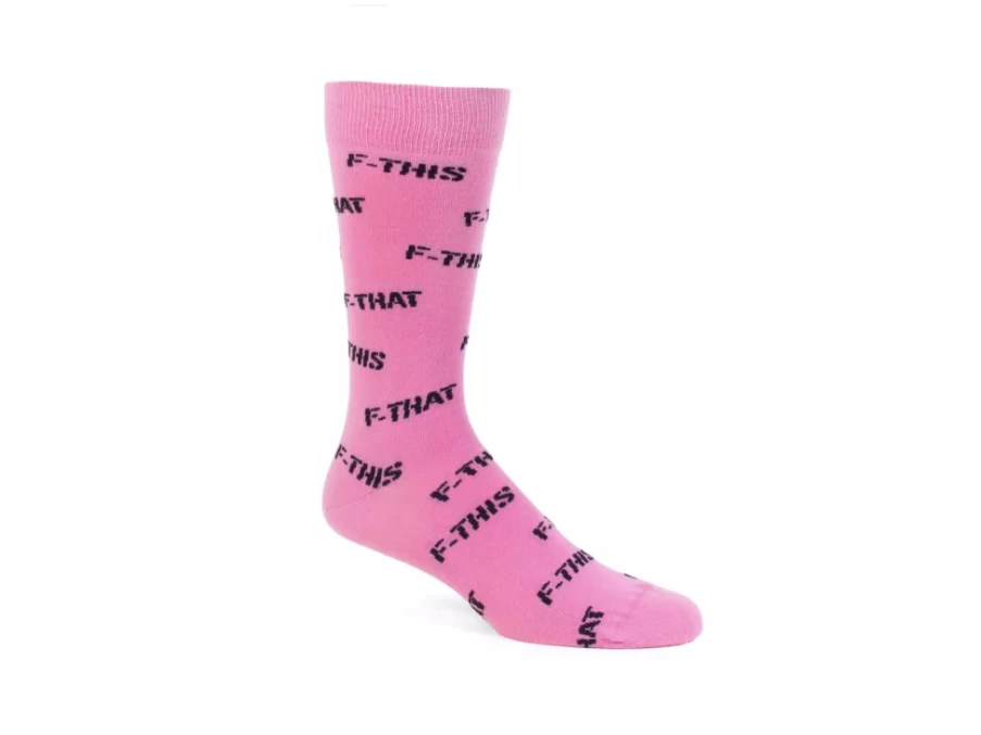 Fluevog Pink/Black Vog Socks | F-This F-That Statement Socks