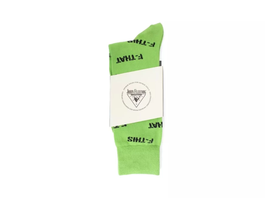 Fluevog Putzee Vog Socks - Green & Black F-This F-That Novelty Socks for Men & Women