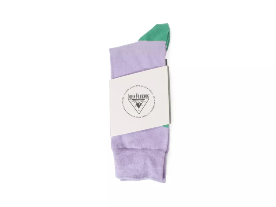 Fluevog Shoes Toph Vog Socks - Floral Freddy Socks in Lavender & Teal