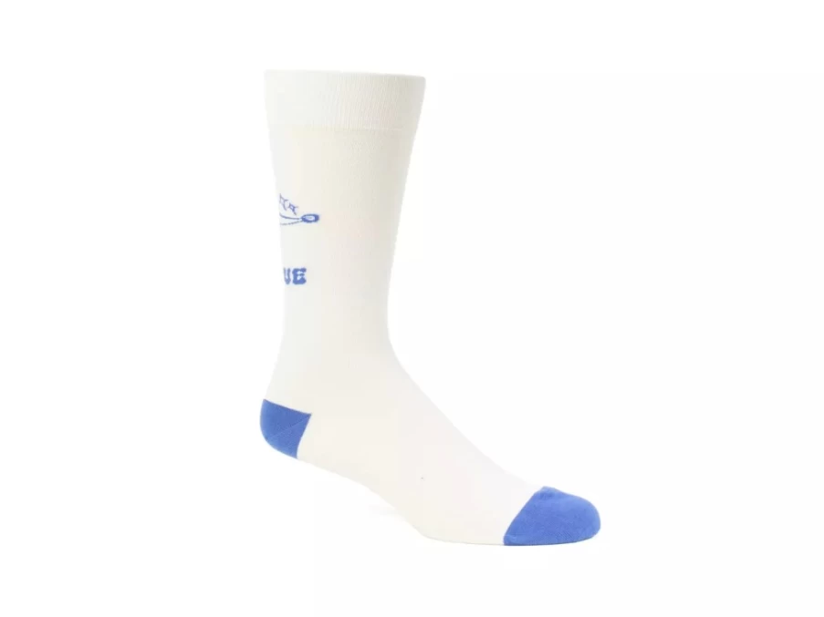 Fluevog Shoes Toph Vog Floral Freddy Socks in Off White & Blue - Stylish Comfort for Everyday Wear