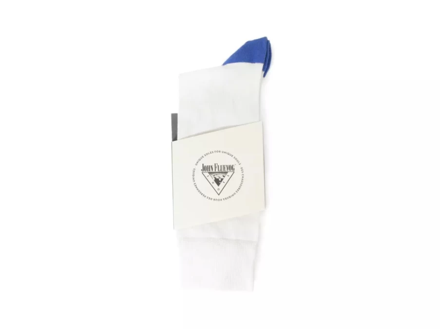 Fluevog Shoes Toph Vog Floral Freddy Socks in Off White & Blue - Stylish Comfort for Everyday Wear