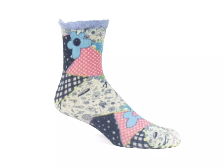 Fluevog Shoes Akira Vog Patchwork Ruffle Socks | Colorful Stylish Socks