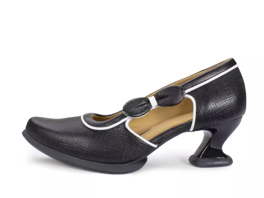 Fluevog Shoes Black Anodea Heel with Side Bow - Stylish Women's Pumps