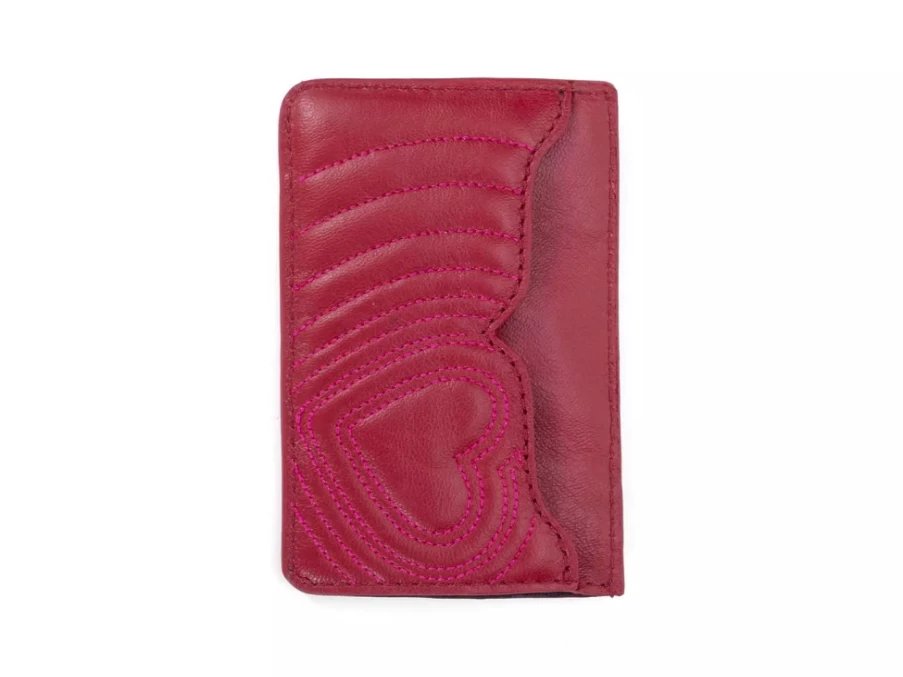 Fluevog Shoes Coco Puffy Cardholder in Red/Pink - Stylish Leather Wallet for Women