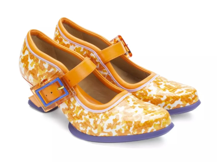 Fluevog Shoes Leonora Orange Purple Mary Jane Heels for Women
