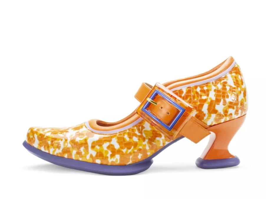 Fluevog Shoes Leonora Orange Purple Mary Jane Heels for Women