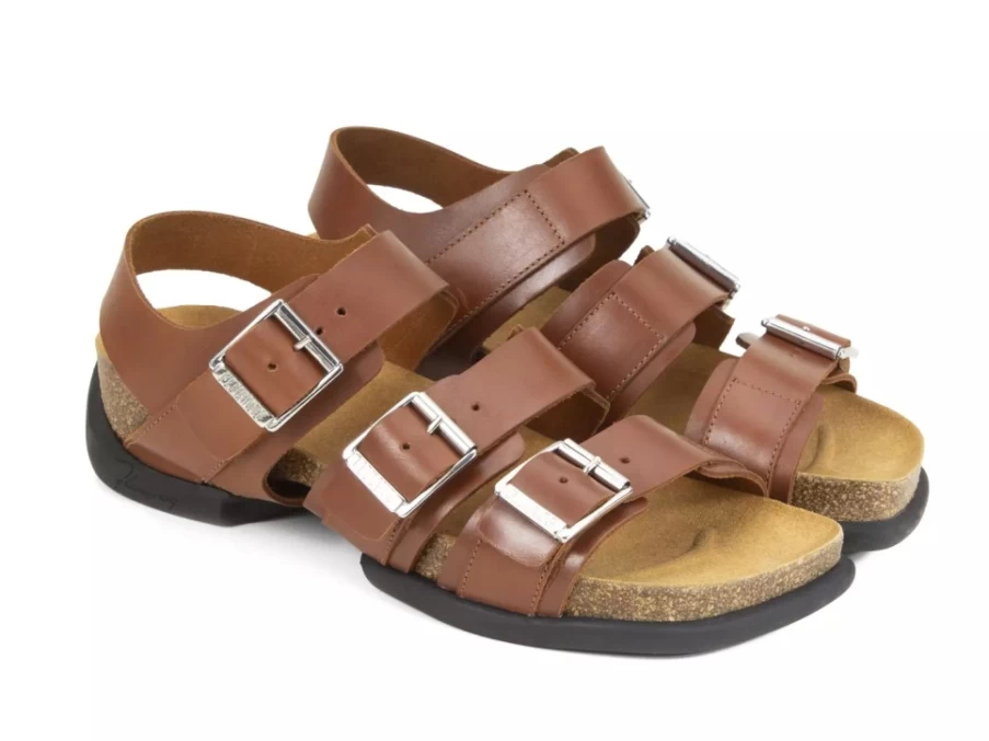 Fluevog Shoes Elsie Brown Strappy Buckle Sandals for Women