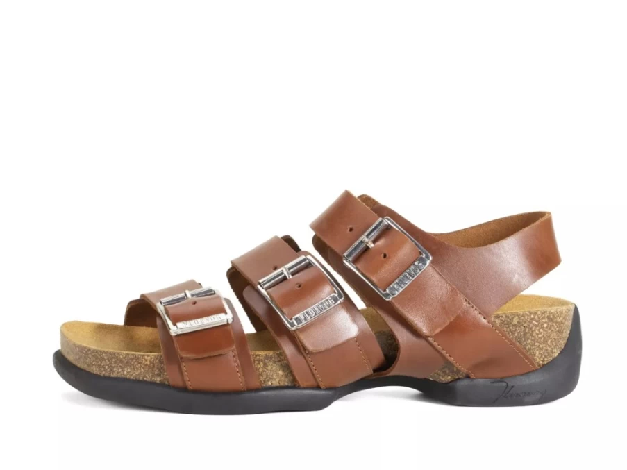 Fluevog Shoes Elsie Brown Strappy Buckle Sandals for Women