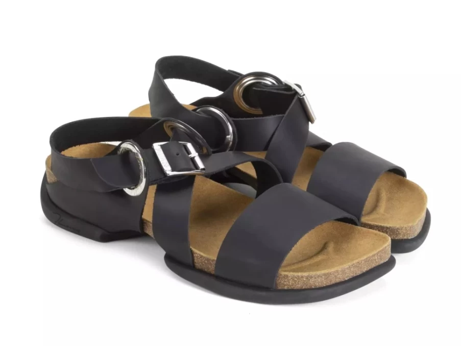 Fluevog Shoes Black Leather Strap Sandal – Earley Style Comfortable Footwear
