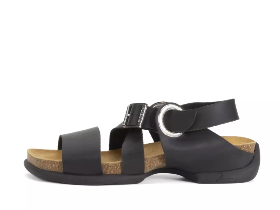 Fluevog Shoes Black Leather Strap Sandal – Earley Style Comfortable Footwear