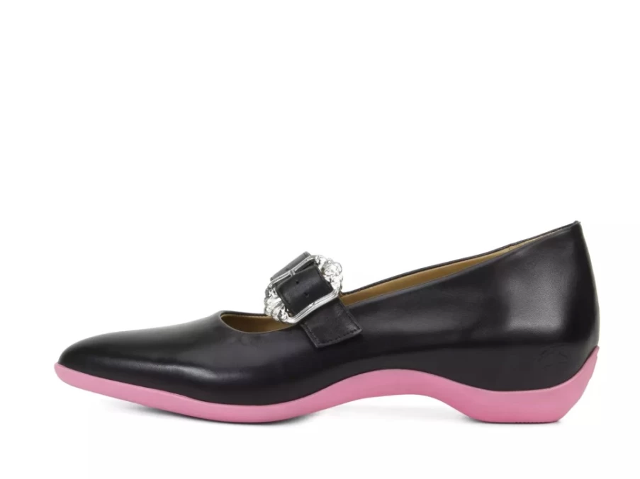 Fluevog Zeal Sleek Mary Jane Shoes for Women - Black/Pink Elegant Comfortable Heels