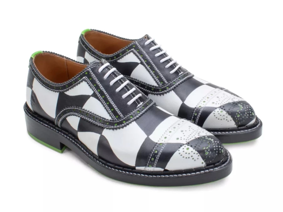 Fluevog Shoes Modern Brogue Oxford in Black & White | Edda Collection