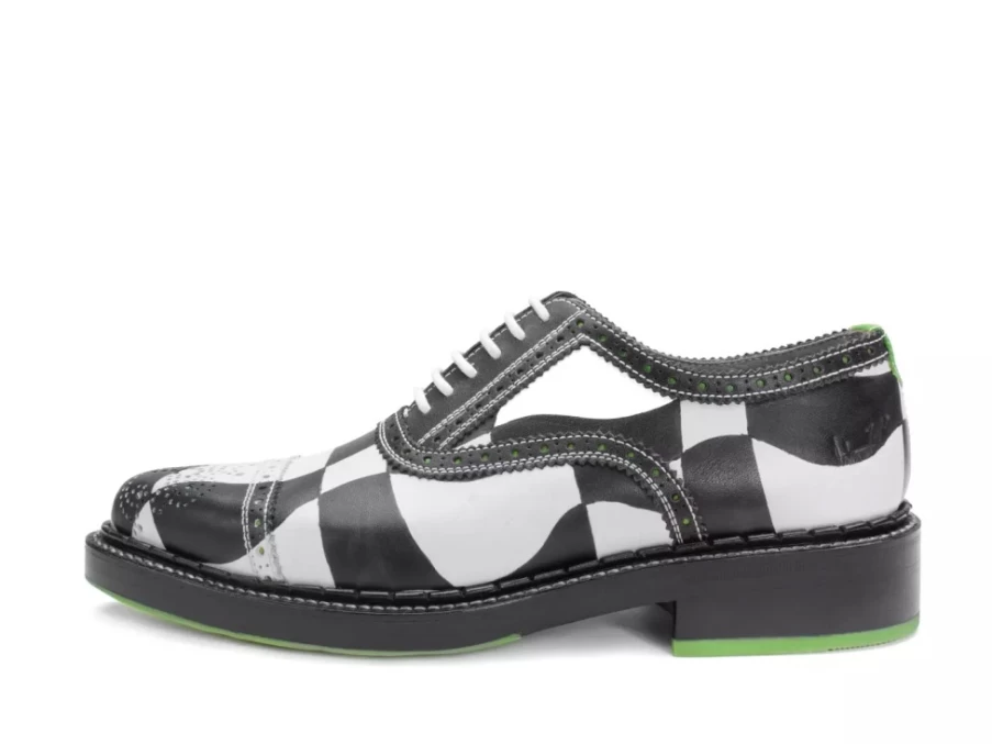 Fluevog Shoes Modern Brogue Oxford in Black & White | Edda Collection