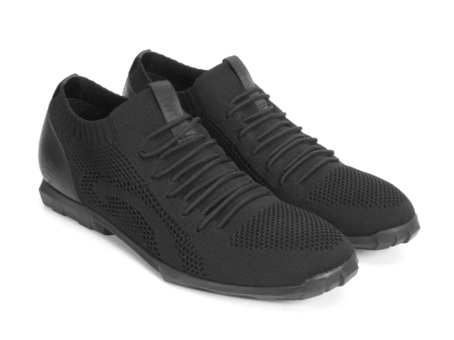 Fluevog Shoes Nova Black Vegan Elastic Lace-Up Sneakers
