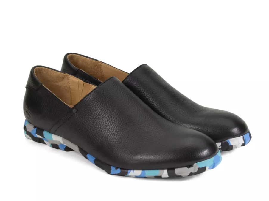 Fluevog Equinox Black Leather Slip-On Shoes for Men & Women | Comfortable & Stylish Loafers