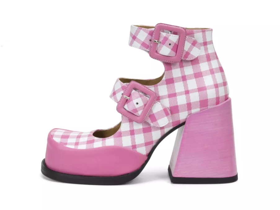 Fluevog Shoes Dionna Pink/White Double-Strap Women's Fashion Footwear