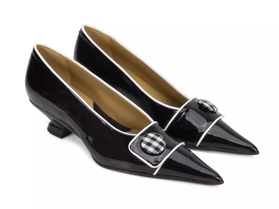 Fluevog Shoes Black Elegant Pump With Button - Stylish Women's Dress Shoes