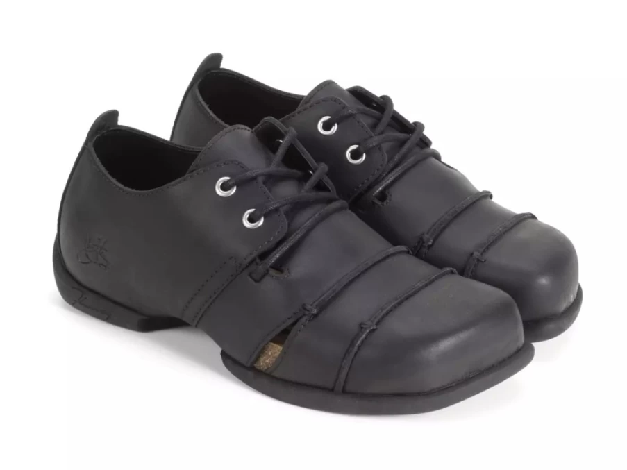 Fluevog Shoes Therese Black Lace-Up Cut-Outs Women's Boots
