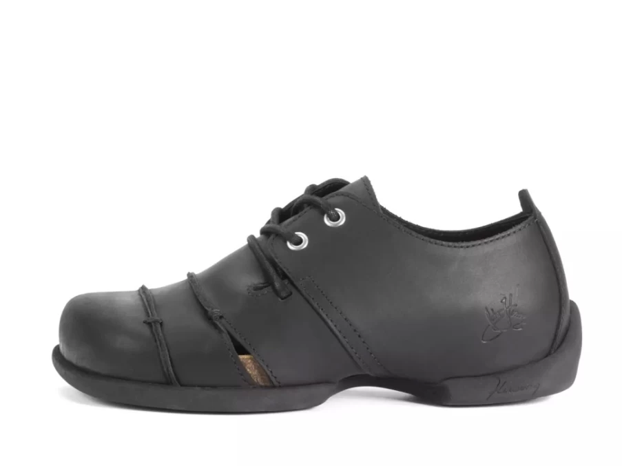 Fluevog Shoes Therese Black Lace-Up Cut-Outs Women's Boots