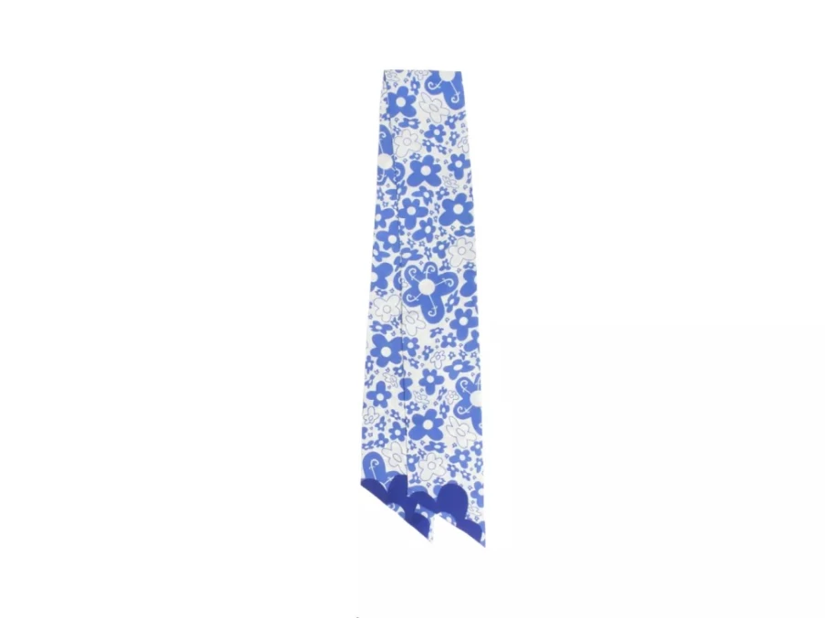 Fluevog Shoes Blue Floral Rebel Petal Scarf - Floral Tie Scarf for Women