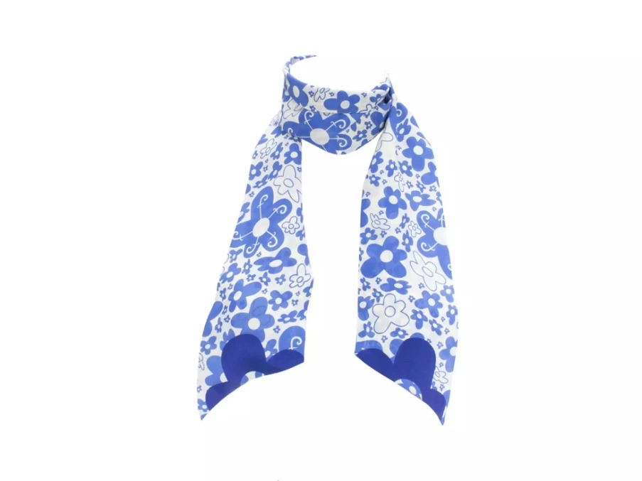 Fluevog Shoes Blue Floral Rebel Petal Scarf - Floral Tie Scarf for Women