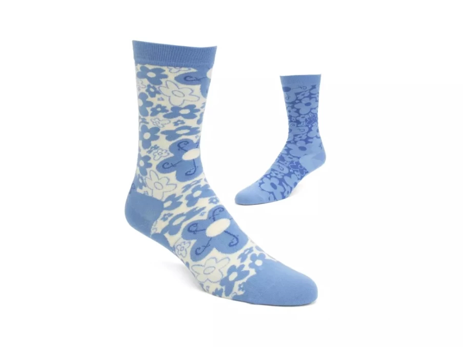 "Fluevog Shoes Blue Floral Twins Monkey Vog Socks | Custom Floral Socks for Women & Men"